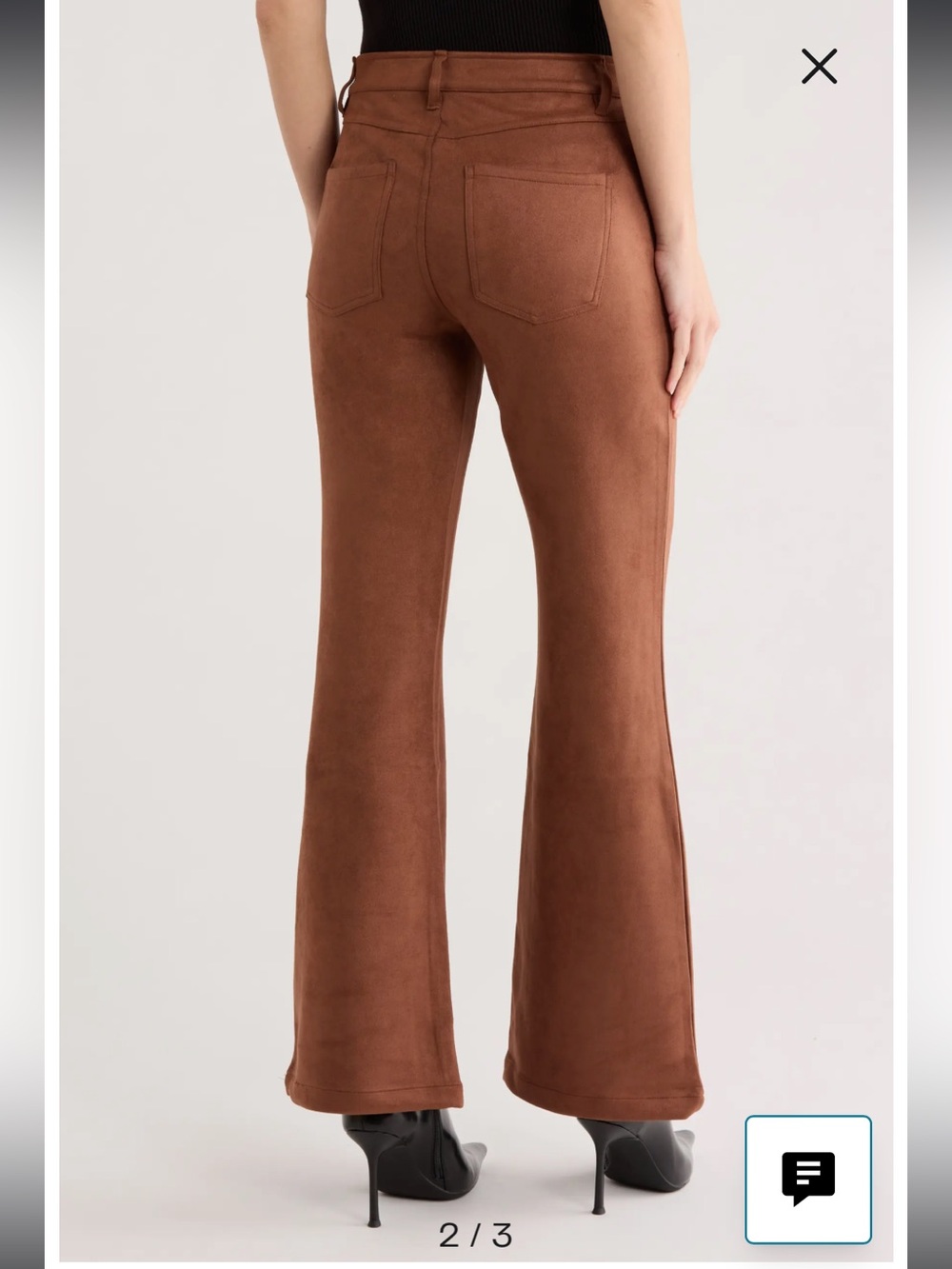 Sanctuary Sawyer Faux Suede Brown Bell Bottom Flare Pants Sz 27 Boho 70s Retro - Picture 2 of 10